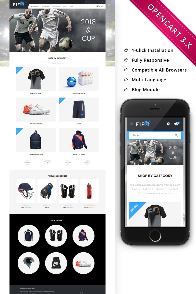 Шаблон OpenCart  Fifo Sport Store - Responsive 