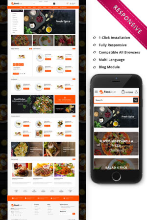 Шаблон OpenCart  Foodcue - The Fastfood Store Responsive 