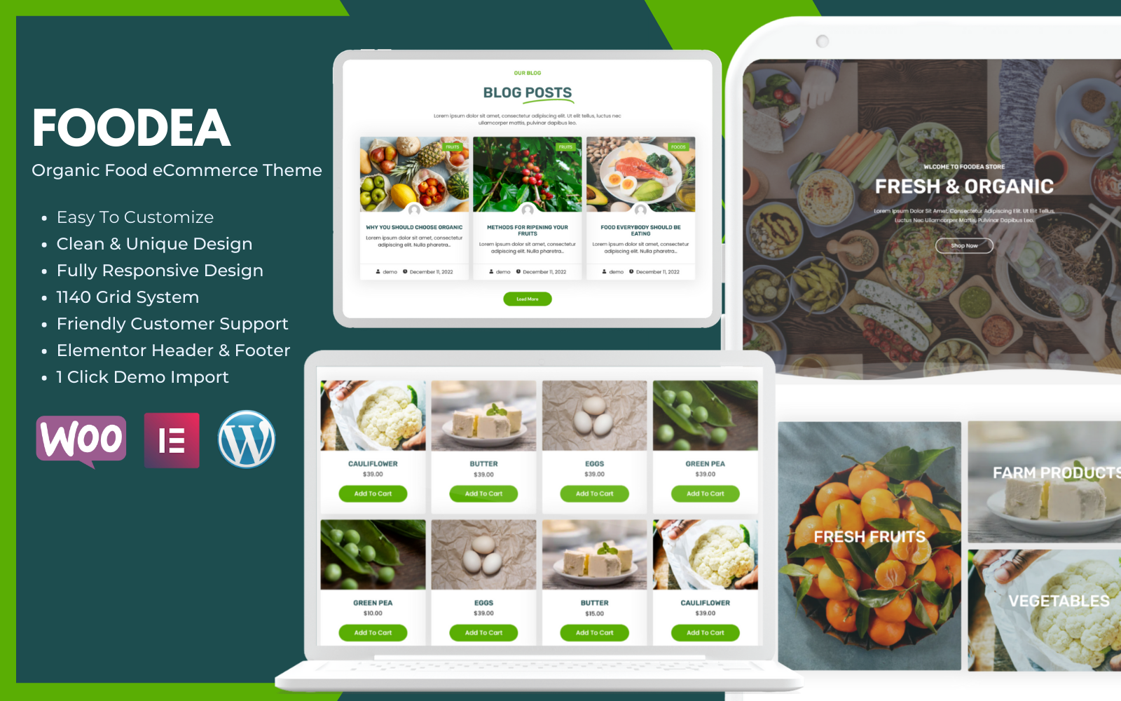 Шаблон Wordpress Foodea - Organic Food WordPress Elementor Theme Theme WordPress