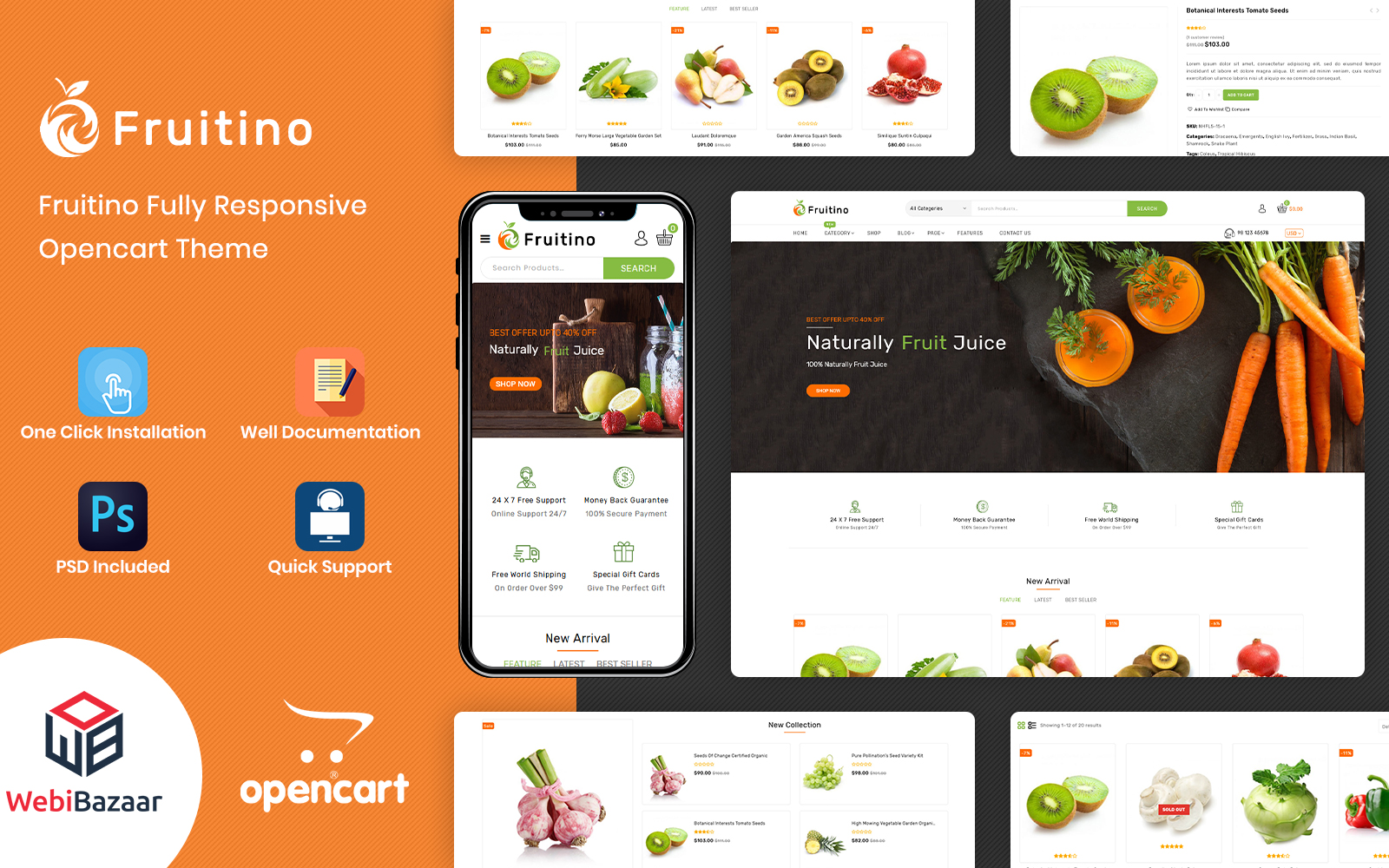 Шаблон OpenCart  Fruitino - Food & Grocery Store 