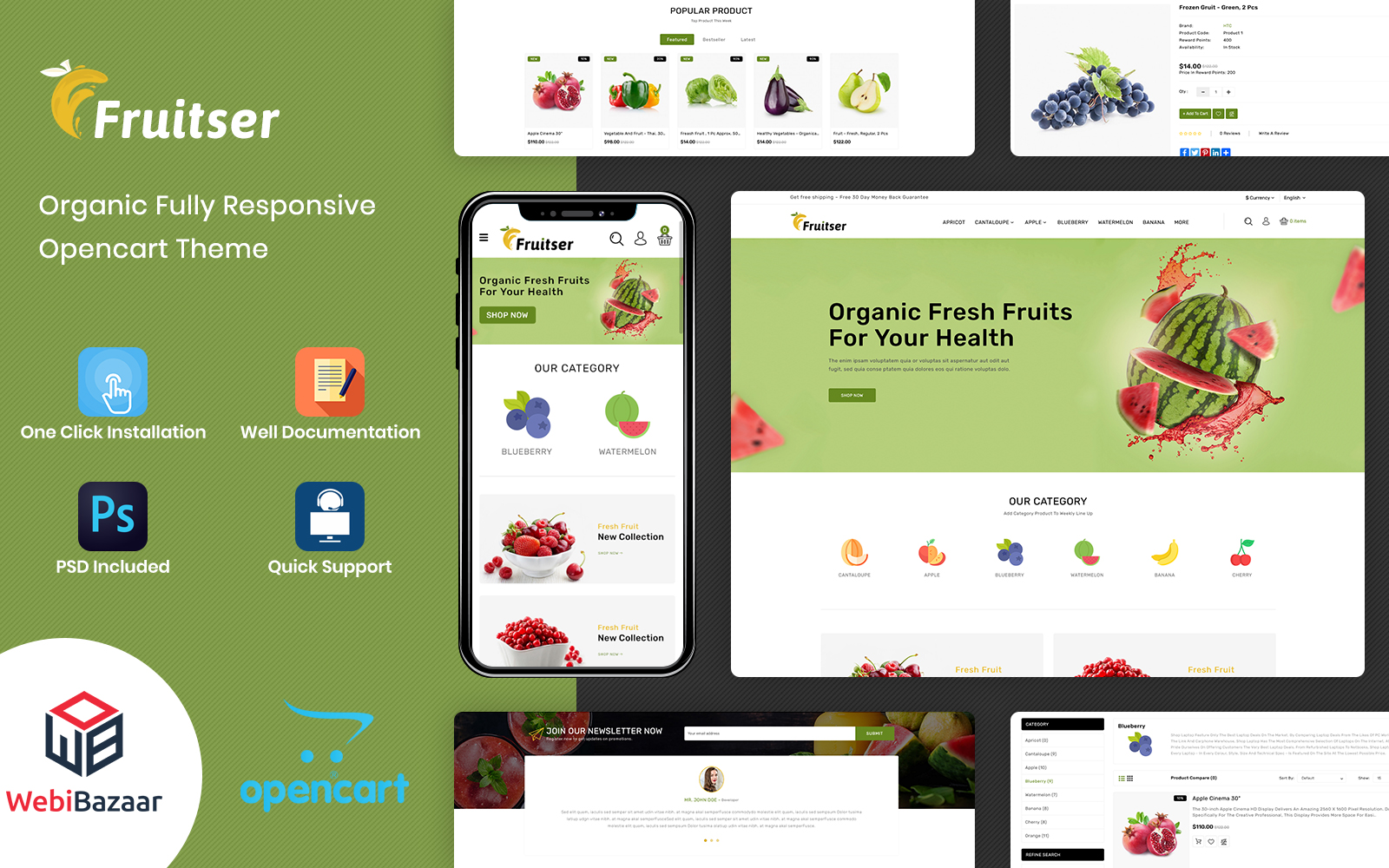 Шаблон OpenCart  Fruitser - Grocery Store 