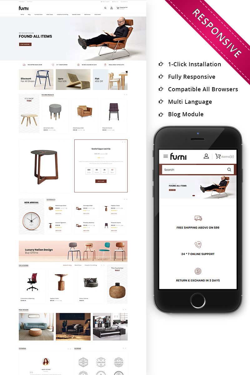 Шаблон OpenCart  Furni - The Furniture Store Responsive 