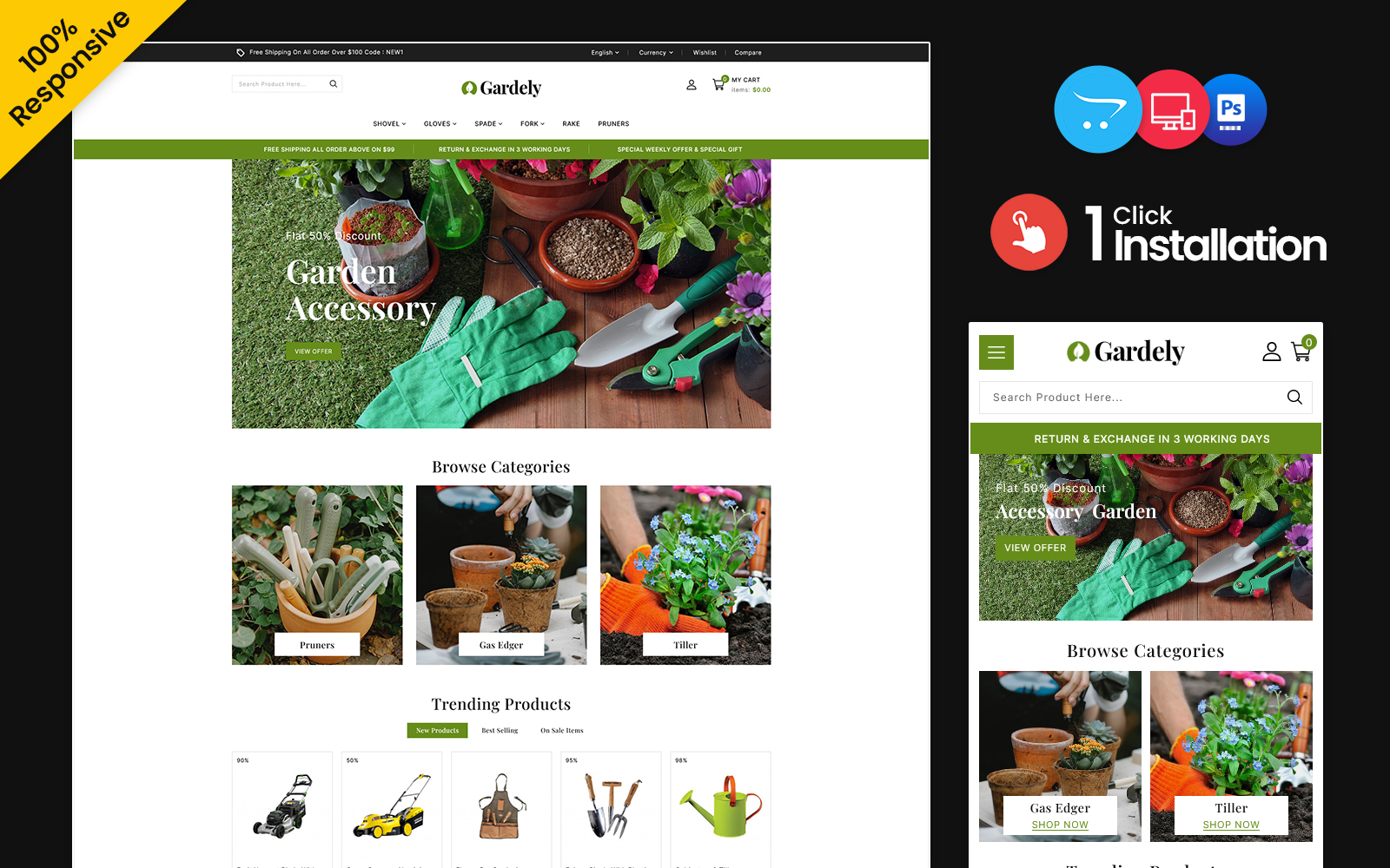 Шаблон OpenCart  Gardely - Nursery, Gardening, and Houseplants Opencart Multipurpose Responsive Theme 