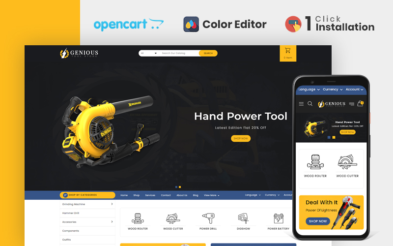 Шаблон OpenCart  Genious Power Tools 