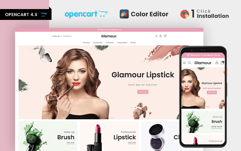 Шаблон OpenCart  Glamour Cosmetics Store 