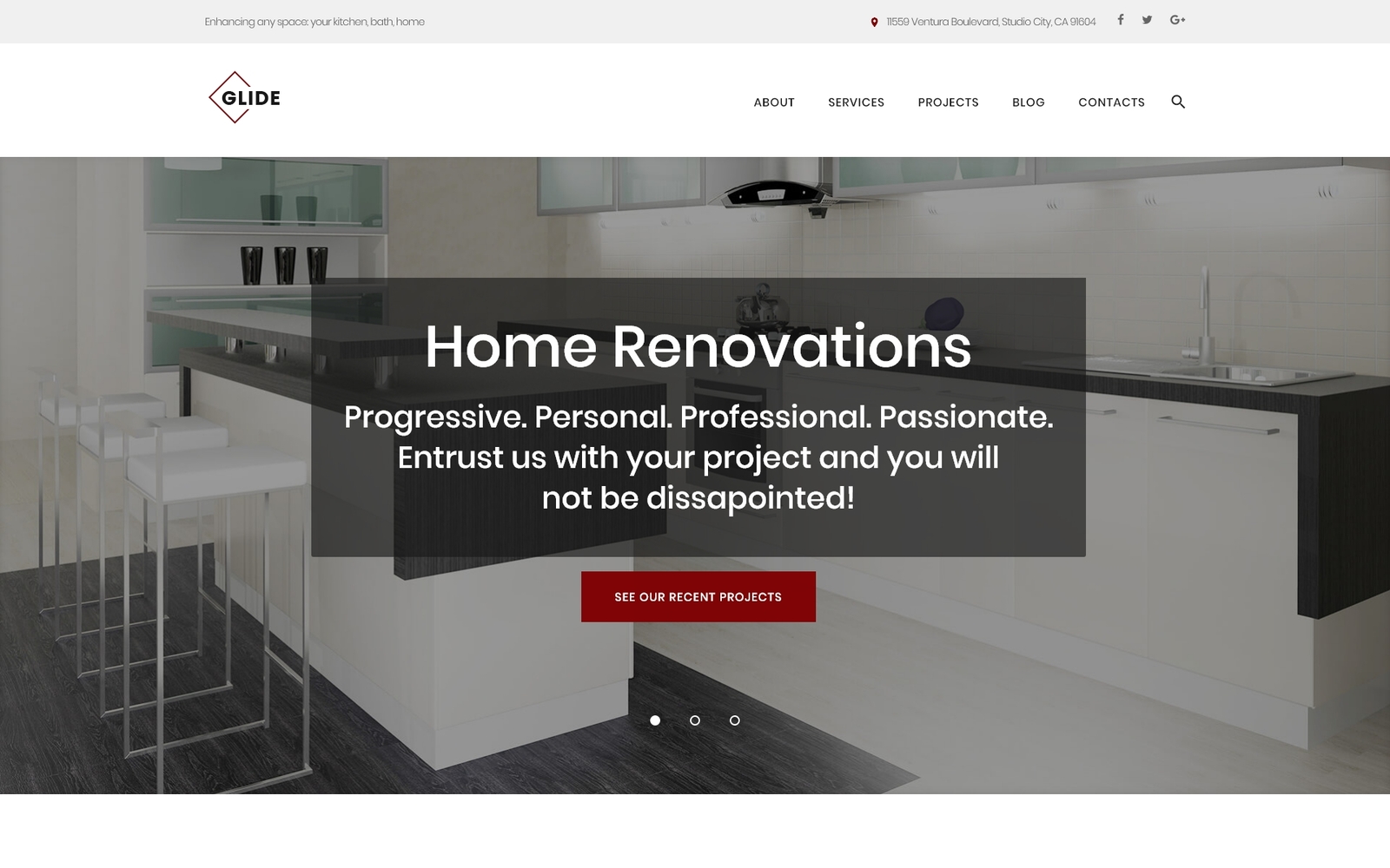 Шаблон Wordpress Glide - Home, Bath and Kitchen Renovation Company Theme WordPress