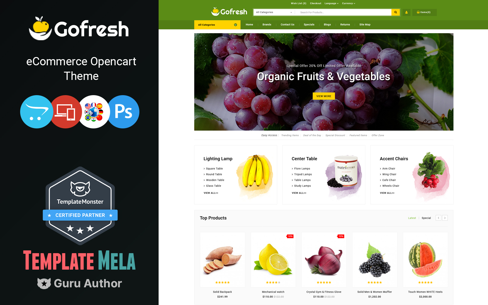 Шаблон OpenCart  Gofresh - Grocery Store 