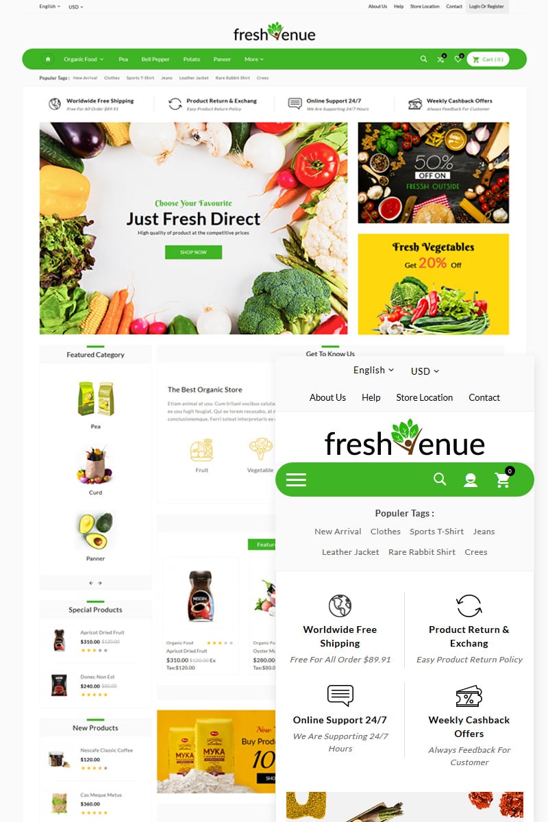 Шаблон OpenCart  Grocery Natural Fresh Store 