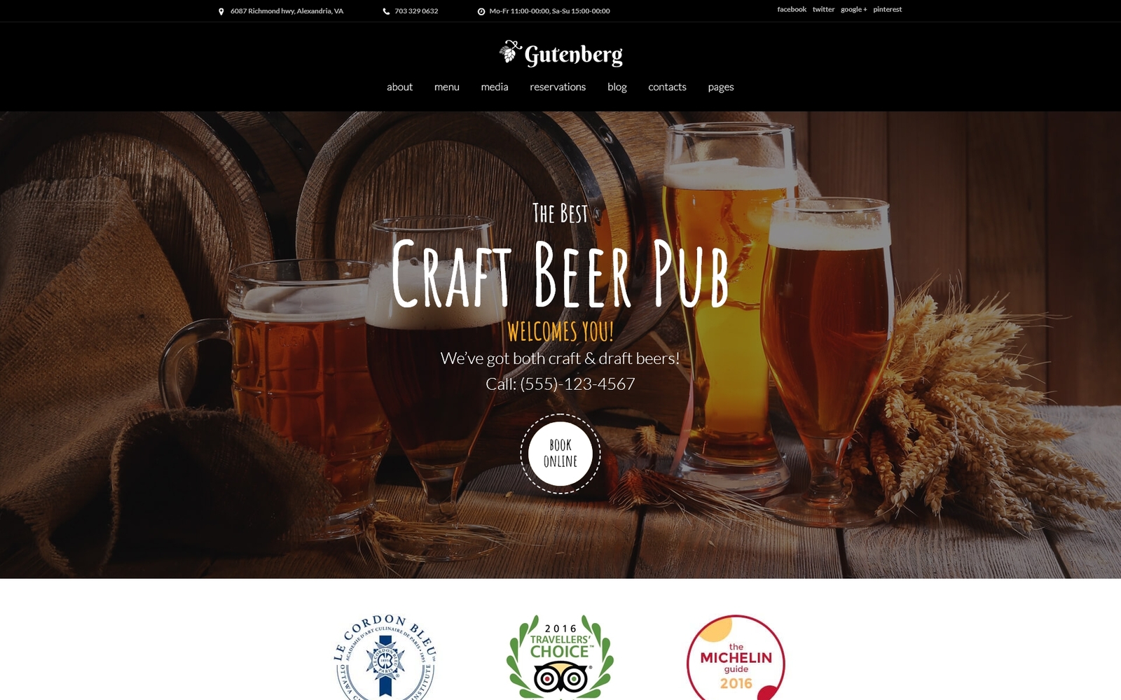 Шаблон Wordpress GutenBerg - Beer Pub and Brewery Theme WordPress