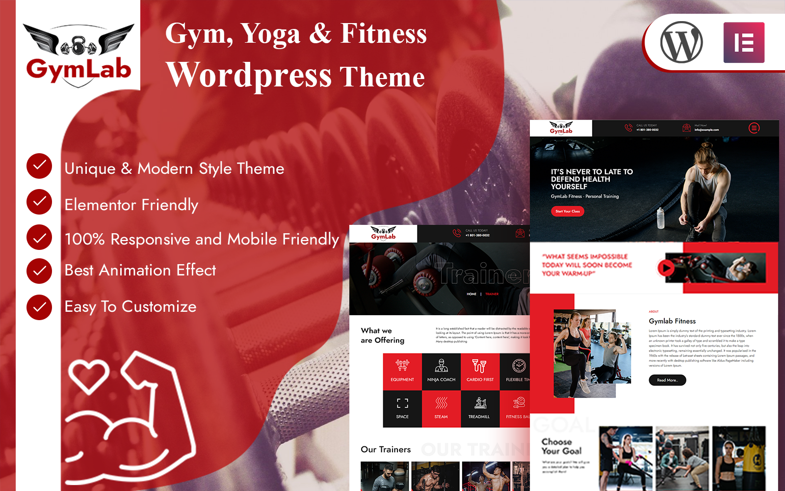 Шаблон Wordpress GymLab Premium Wordpress Theme Theme WordPress