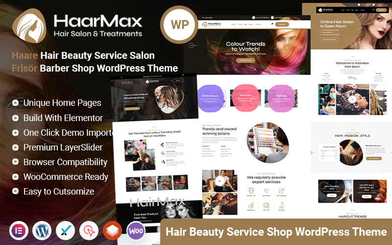 Шаблон WordPress Haarmax - Hair Beauty Salon Hairdresser Barber Shop Theme WordPress