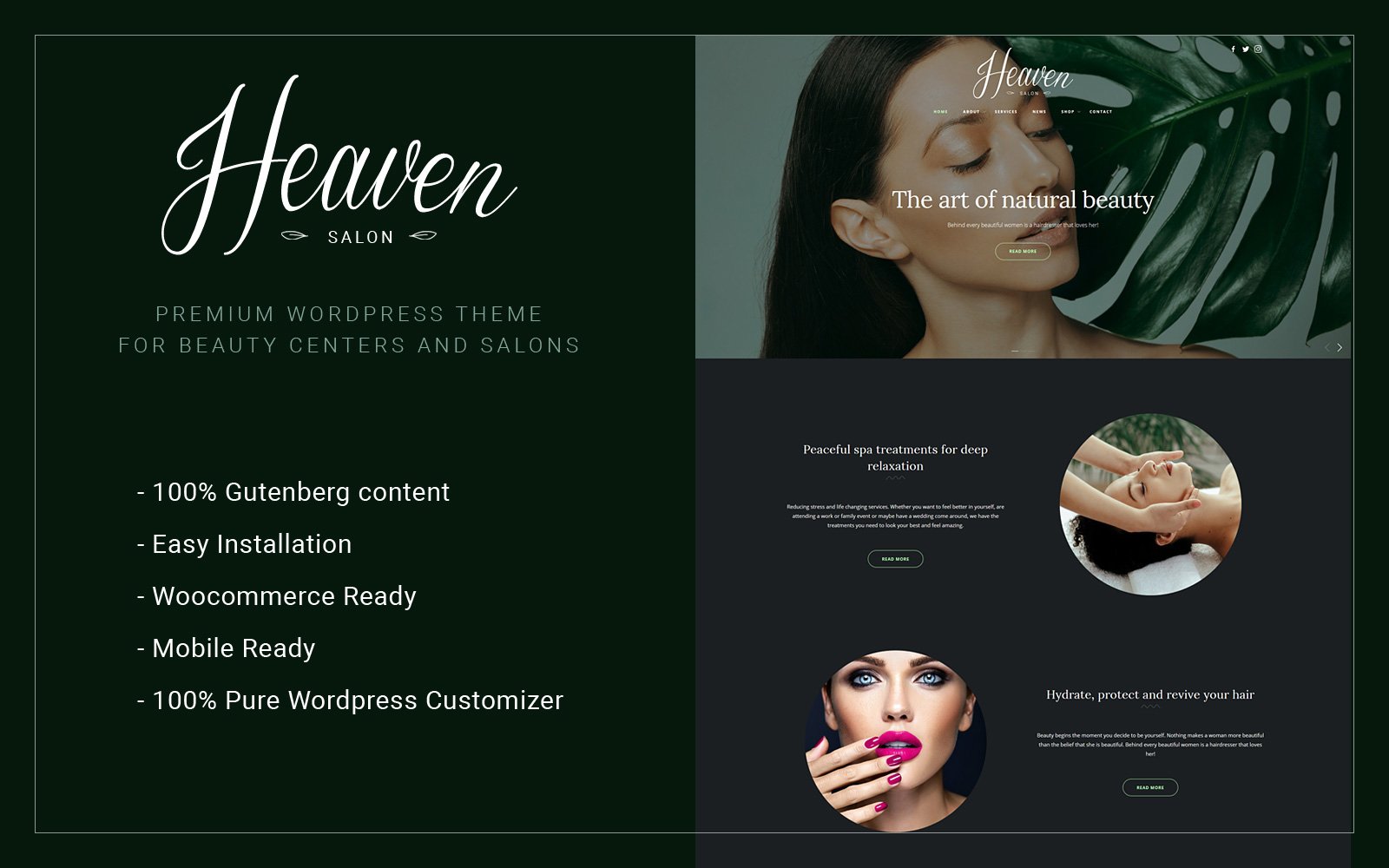 Шаблон Wordpress Heaven Salon - Beauty Center Theme WordPress