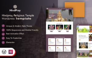 Шаблон WordPress HindPray - Religious Temple WordPress Template Theme WordPress