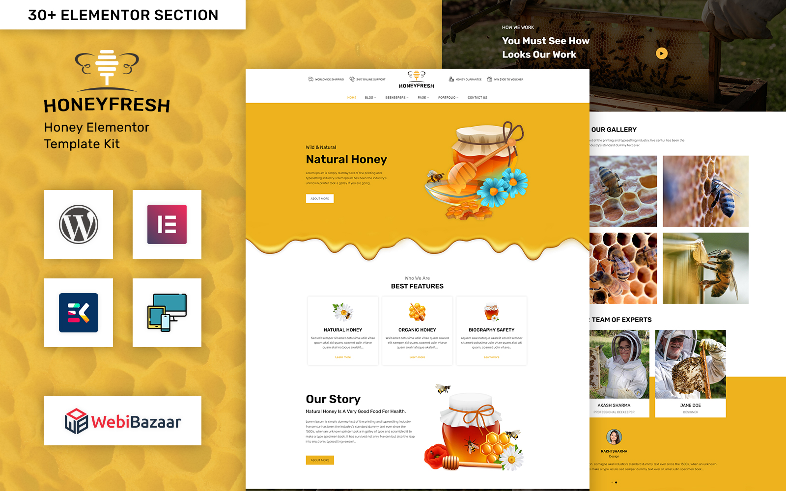 Шаблон WordPress Honeyfresh - Honey Farm & Production Elementor WordPress Template Theme WordPress