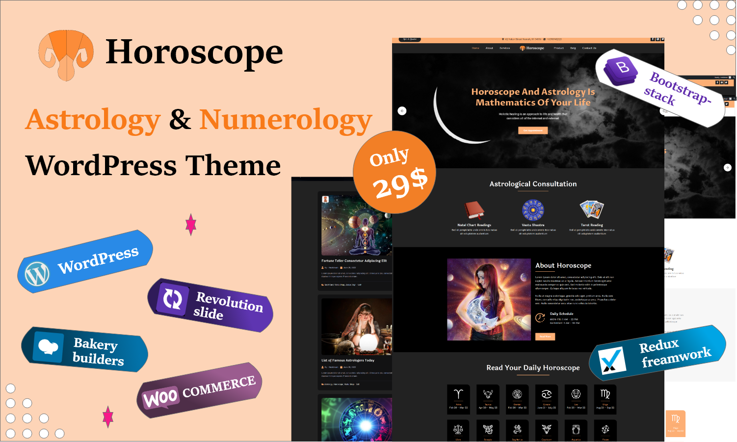 Шаблон Wordpress Horoscope - Astrology and Numerology Theme WordPress