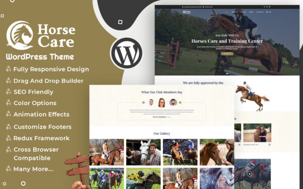 Шаблон Wordpress Horses Care - Horse Club and Stables WordPress theme Theme WordPress