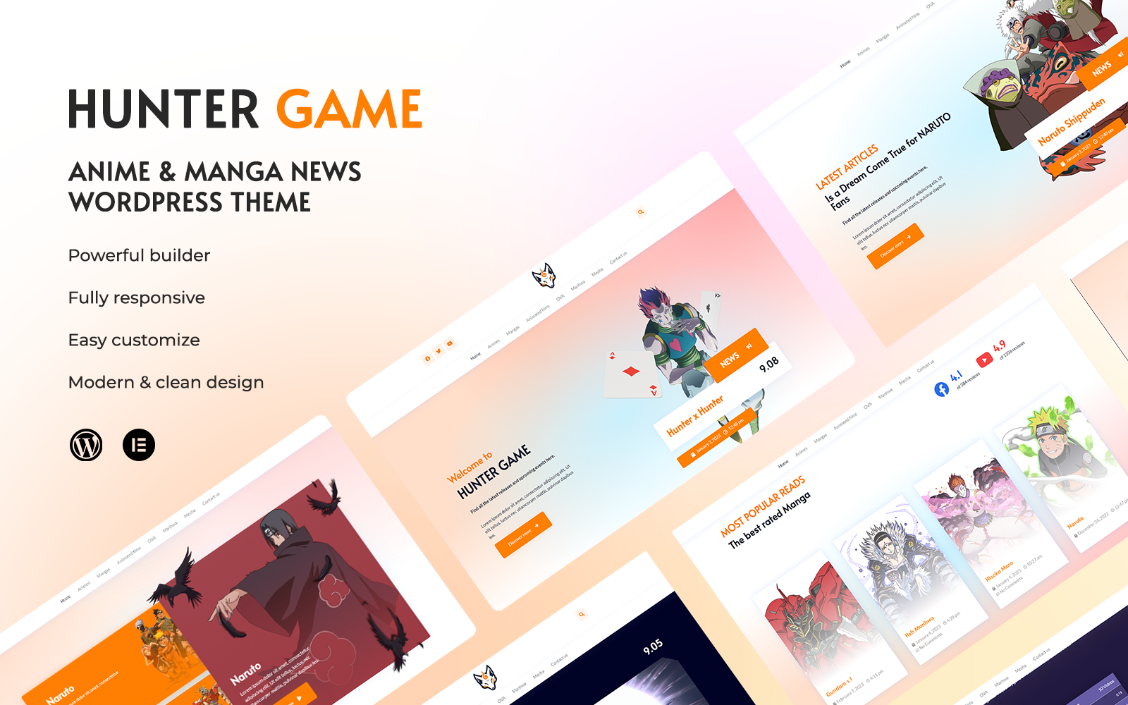 Шаблон Wordpress Hunter Game - Anime & manga News Theme WordPress