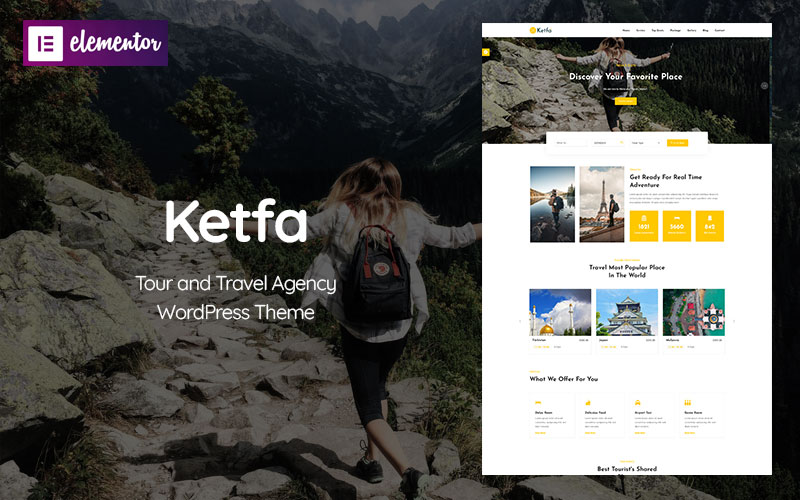 Шаблон Wordpress Ketfa – Tour and Travel Agency Theme WordPress