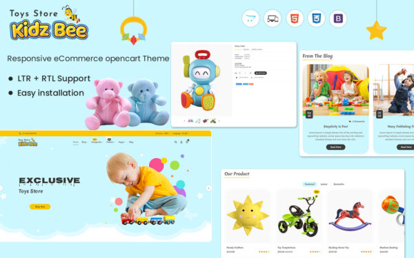 Шаблон OpenCart  Kidzbee - opencart theme for kids and toys 