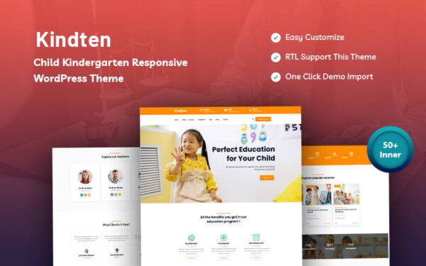 Шаблон Wordpress Kindten - Child Kindergarten Responsive Theme WordPress