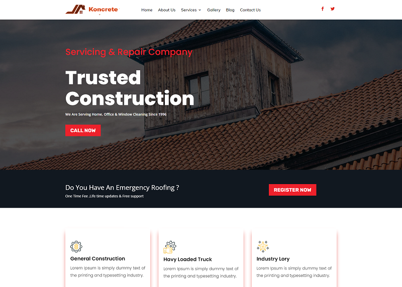 Шаблон Wordpress koncrete Construction Building Roofing Wordpress Themes Theme WordPress