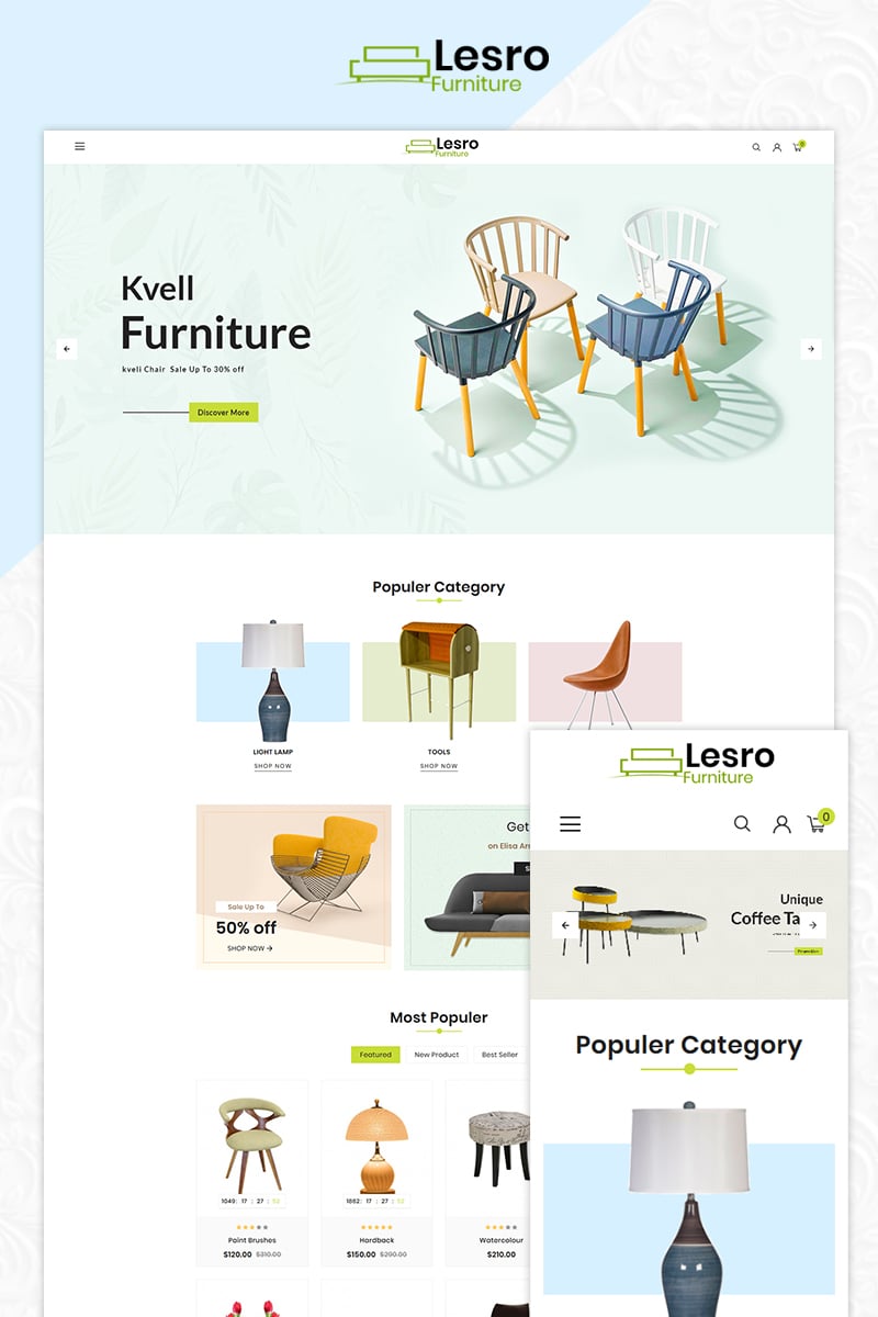 Шаблон OpenCart  Lesro Furniture Multi Store .
