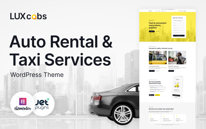 Шаблон WordPress LuxCabs - Auto Rental & Taxi Services Theme WordPress