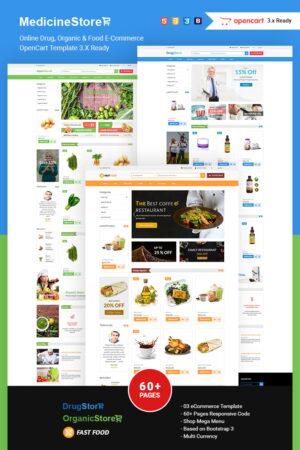 Шаблон OpenCart  Medicine Store Online Drug, Organic & Food E-Commerce 
