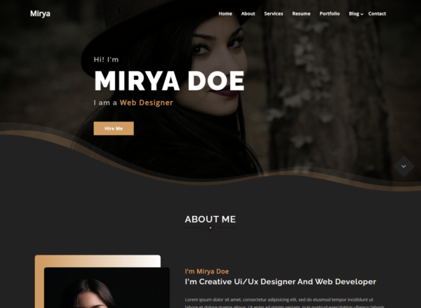Шаблон Wordpress Mirya - Personal Portfolio Theme WordPress