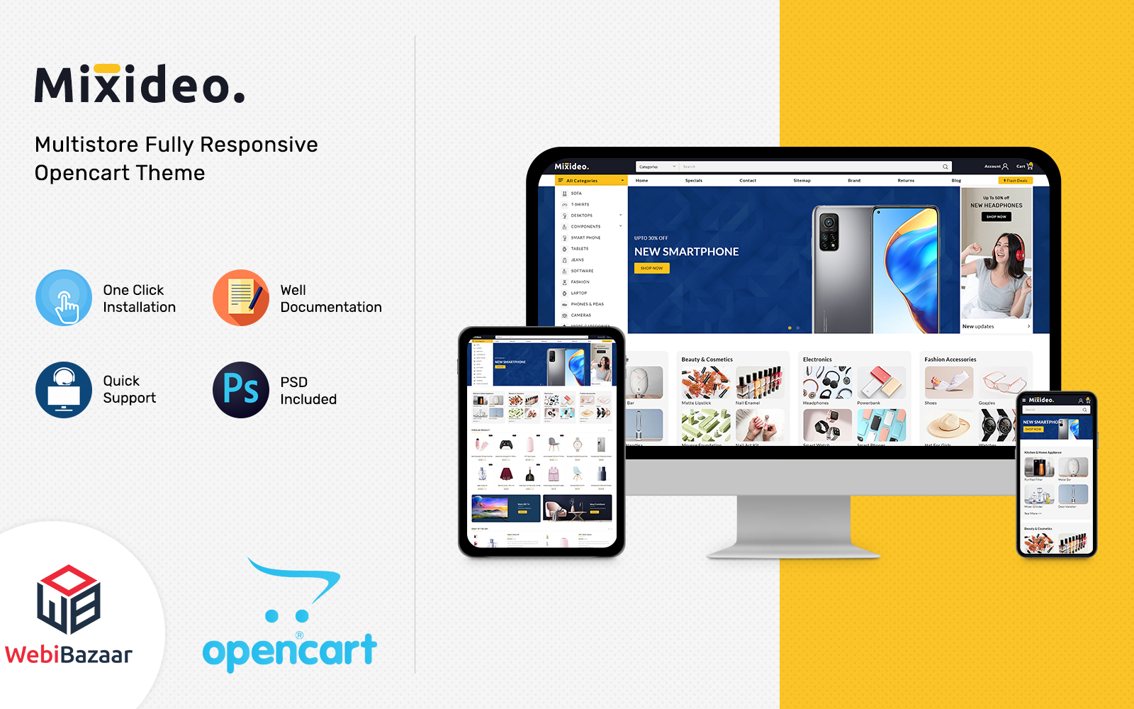 Шаблон OpenCart  Mixideo - Multipurpose Modular OpenCart Theme 