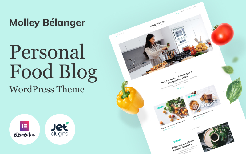 Шаблон WordPress Molley Belanger - Food blog for storytelling Theme WordPress