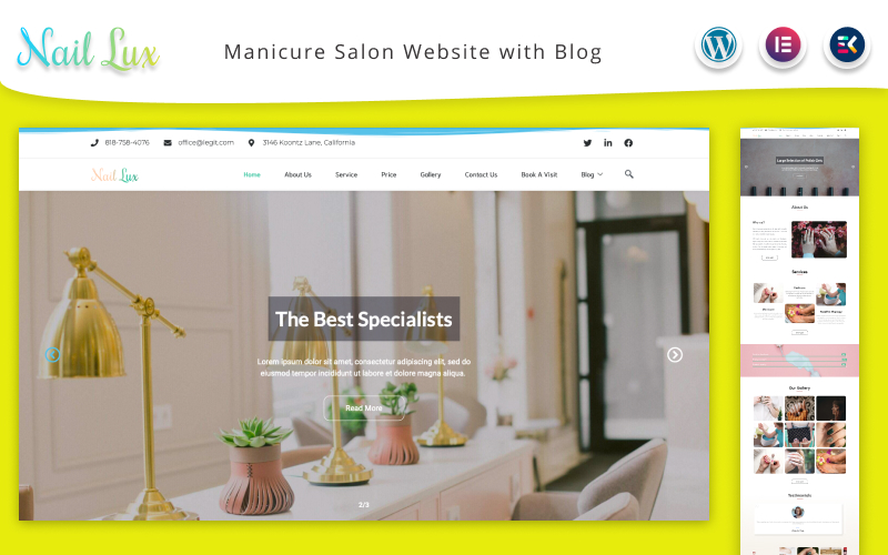 Шаблон Wordpress Nail Lux - Manicure Salon Website and Blog Theme WordPress