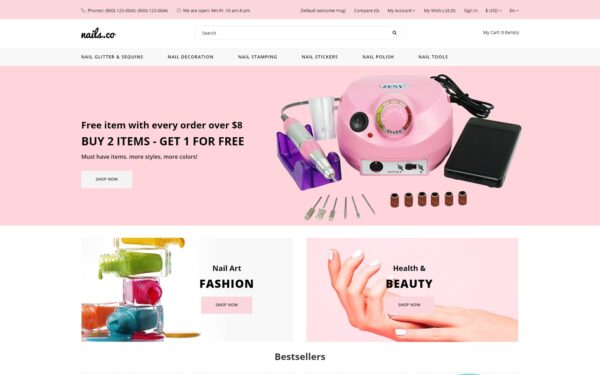 Шаблон OpenCart  Nails co. - Beauty Supply Store Multipage Stylish 