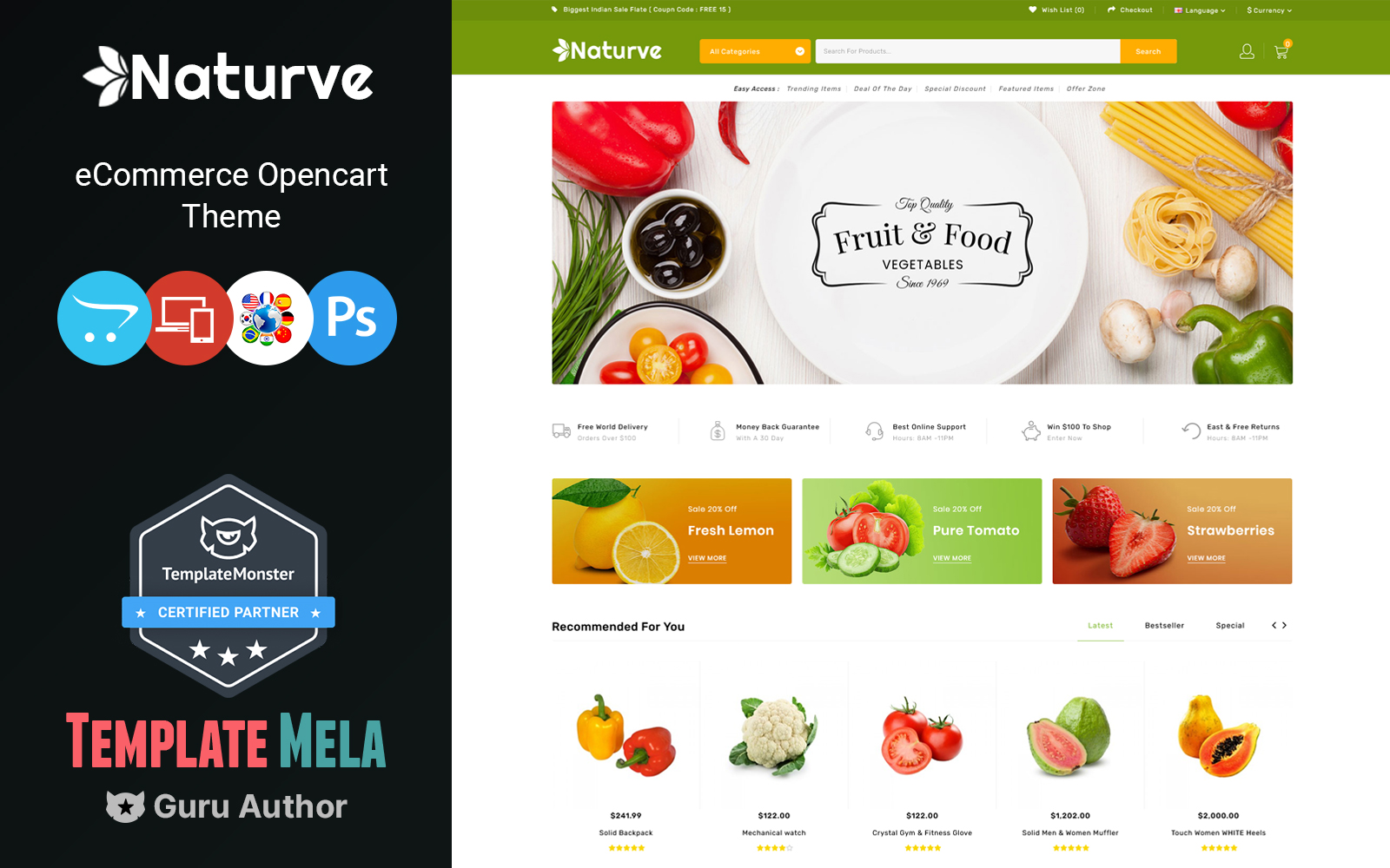 Шаблон OpenCart  Naturve - Vegetable Store 