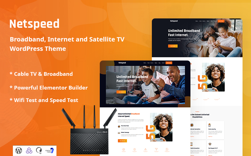 Шаблон WordPress Netspeed - Broadband, Internet and Satellite Responsive Theme WordPress