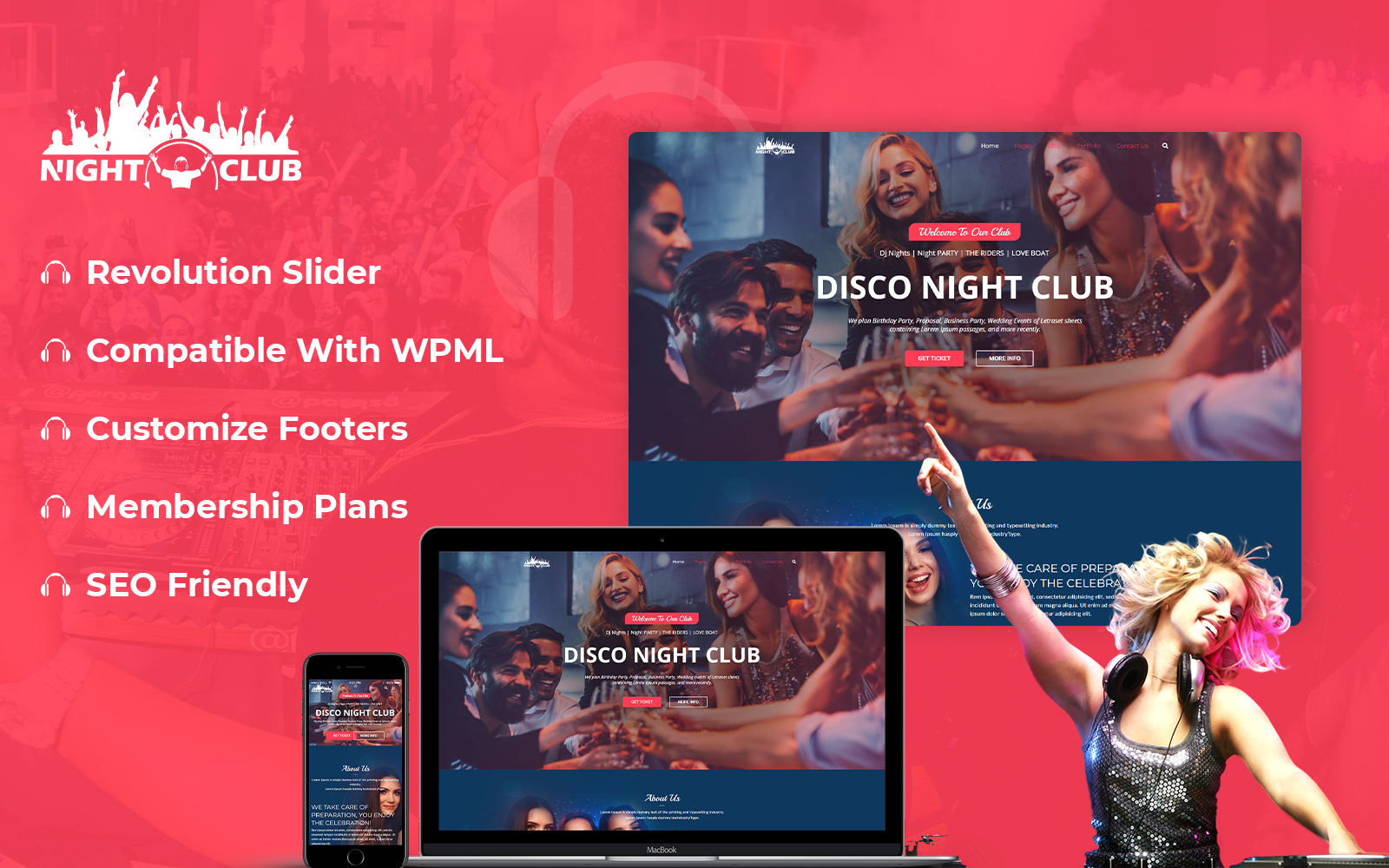 Шаблон Wordpress Night Club - Party Theme WordPress