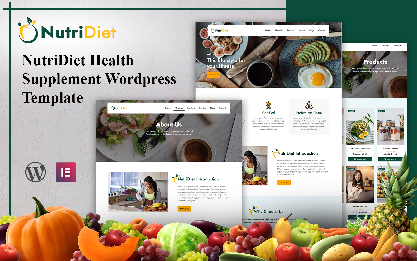 Шаблон Wordpress NutriDiet Health Supplement Wordpress Template Theme WordPress