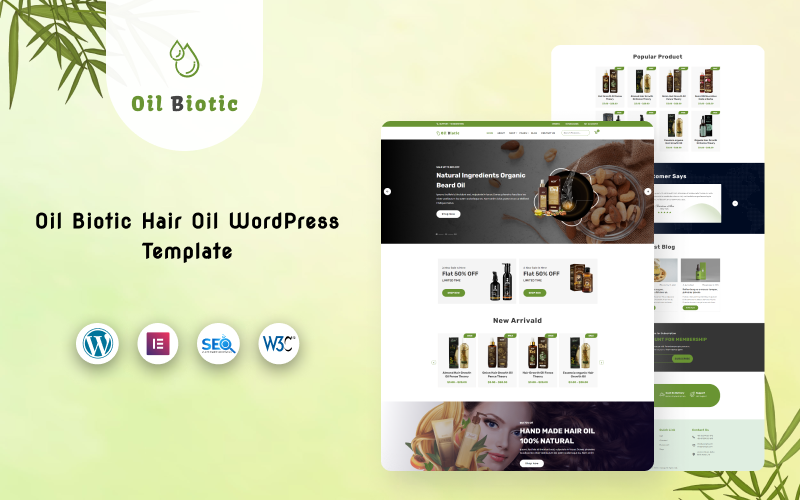 Шаблон Wordpress Oilbiotic - Hair Oil Wordpress Theme Theme WordPress