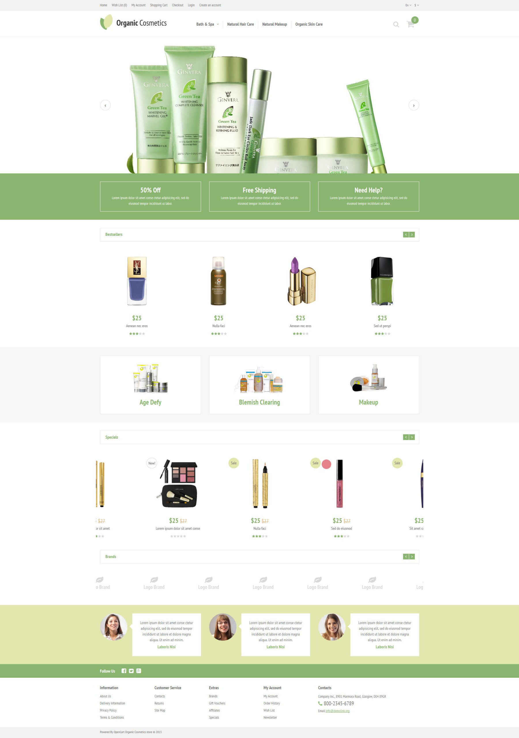 Шаблон OpenCart  Organic Cosmetics 