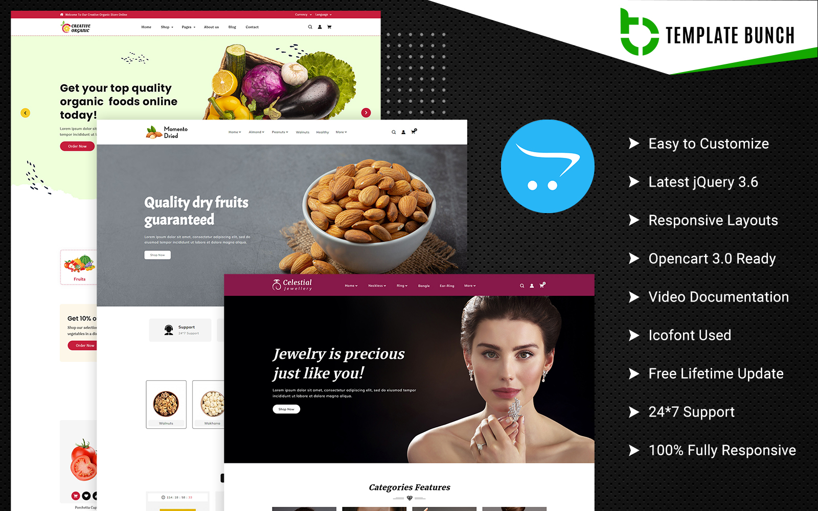 Шаблон OpenCart  Organic Dry and Jewels - Responsive OpenCart Theme for eCommerce 