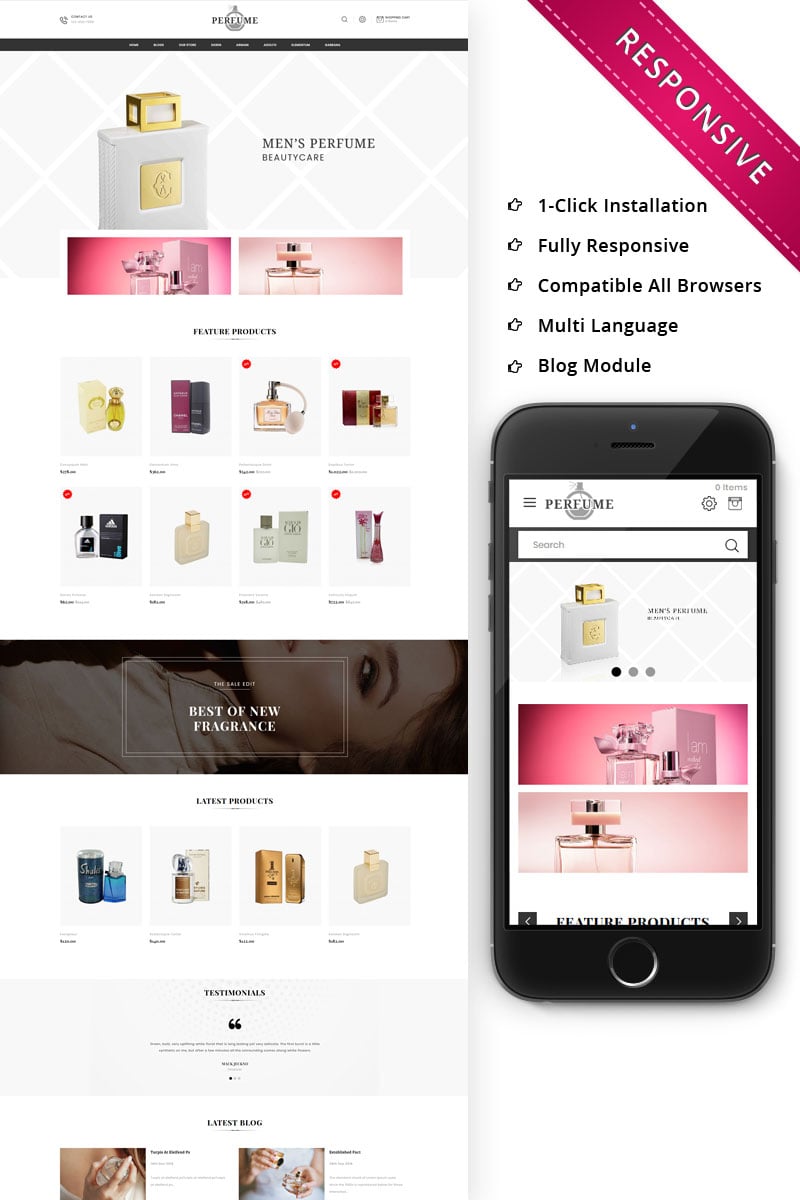 Шаблон OpenCart  Perfume - The Cosmetic Store Responsive 