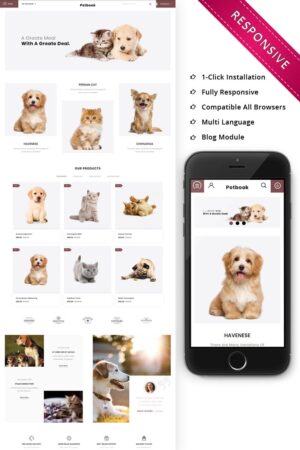 Шаблон OpenCart  Petbook - Animal Shop Responsive 