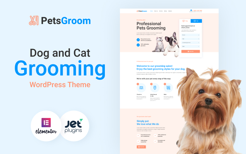 Шаблон Wordpress PetsGroom - Dog & Cat Grooming Theme WordPress