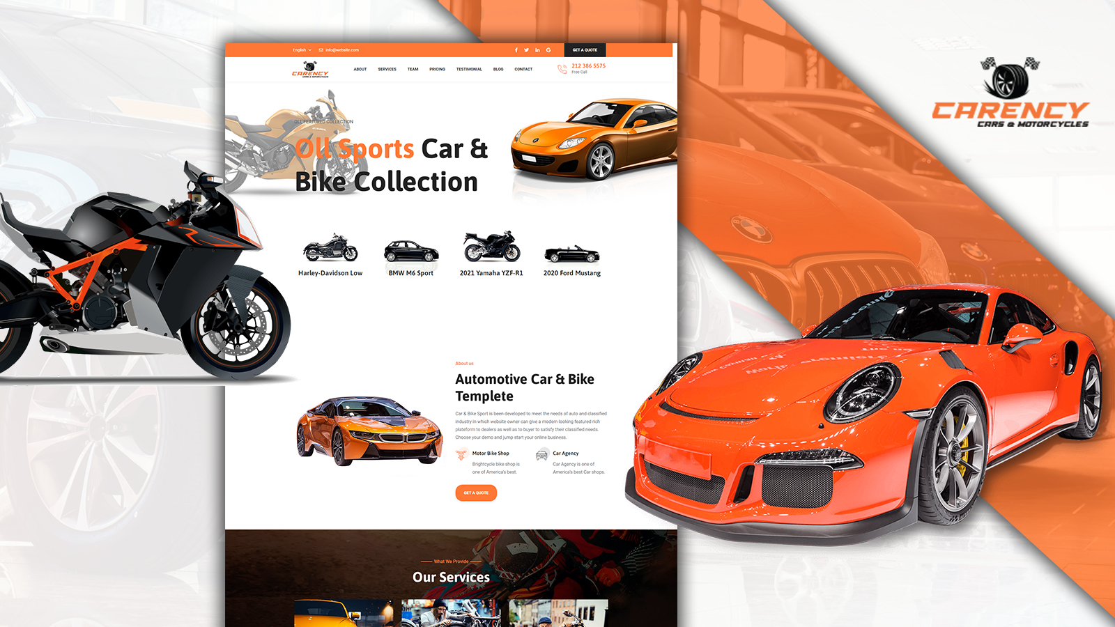 Шаблон Wordpress Powar-Carency Car And Automobile Showroom One Page Theme WordPress