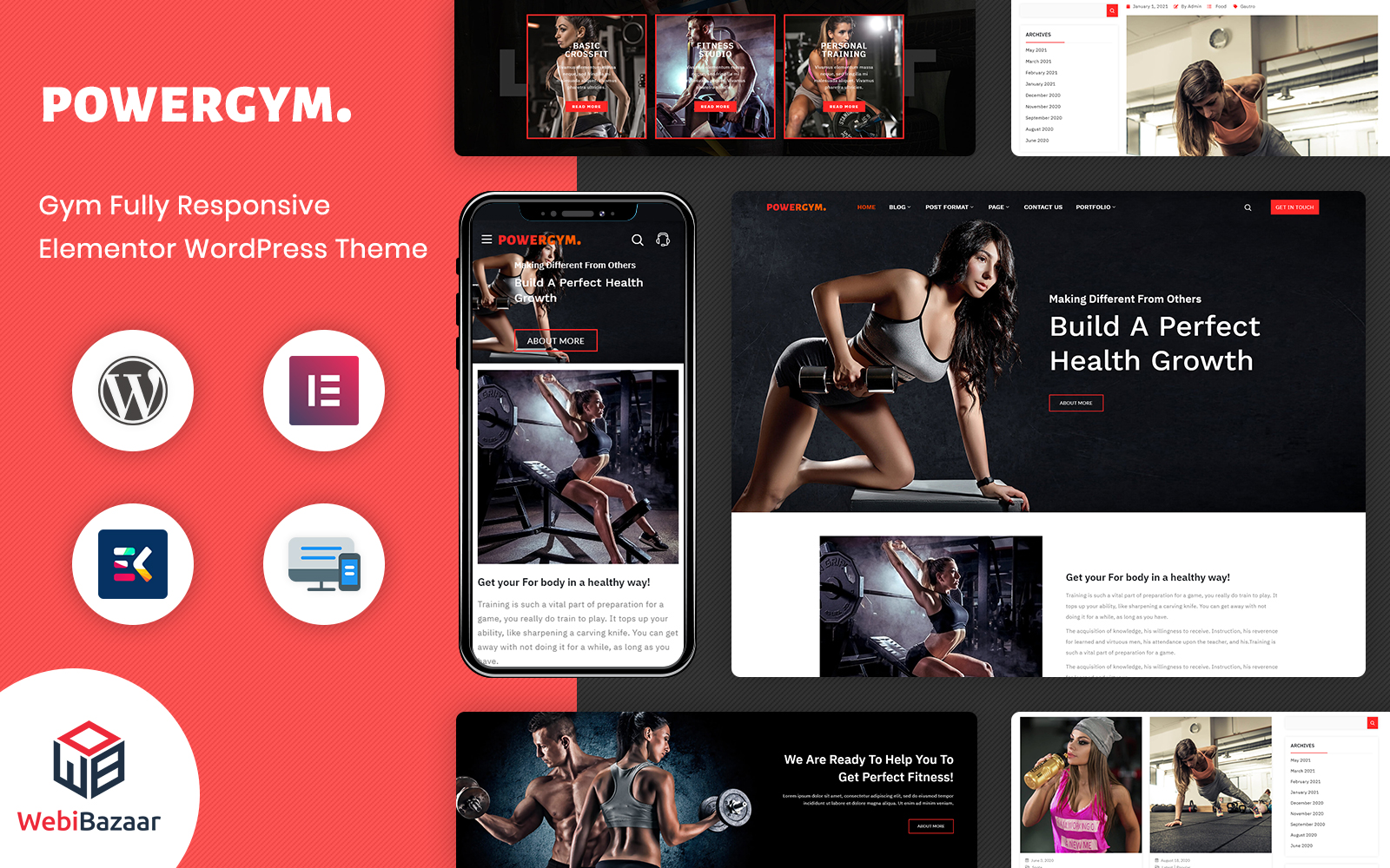 Шаблон WordPress PowerGym - Multipurpose Gym Fitness & Bodybuilding Theme WordPress