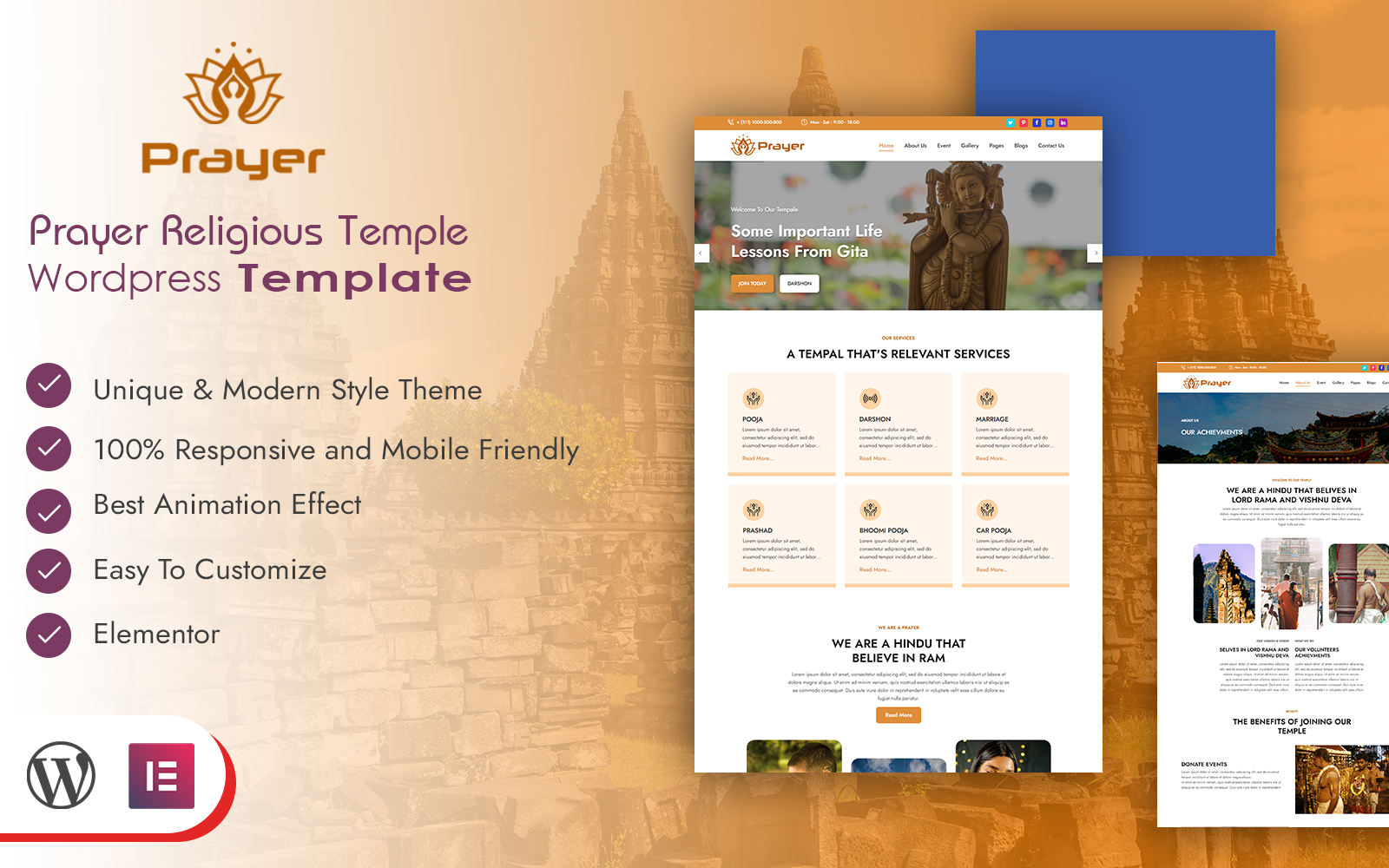 Шаблон Wordpress Prayer Religious Temple Wordpress Template Theme WordPress