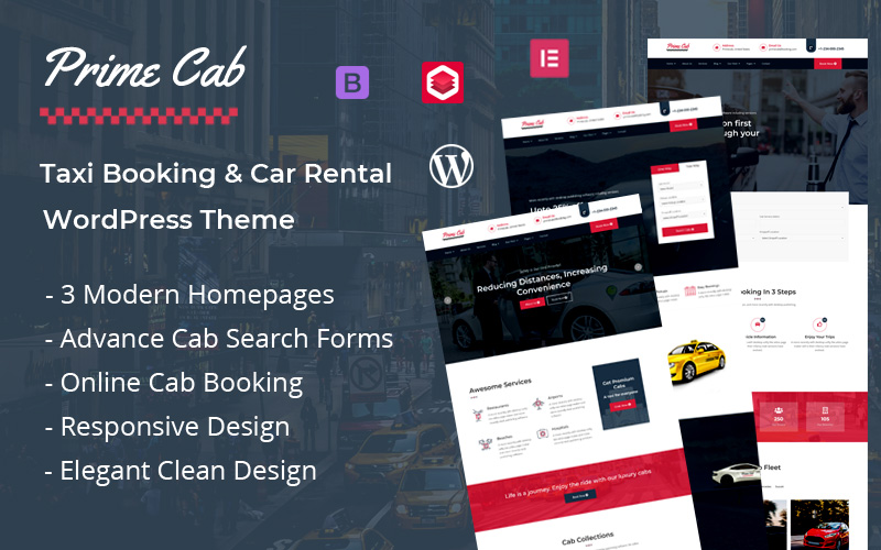 Шаблон Wordpress Prime Cab - Taxi Booking & Car Rental Theme WordPress