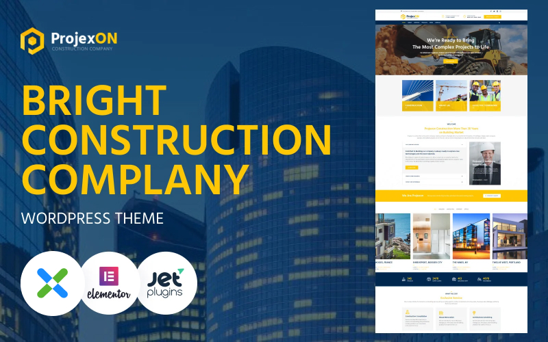 Шаблон WordPress Projexon - Bright Construction Complany Theme WordPress