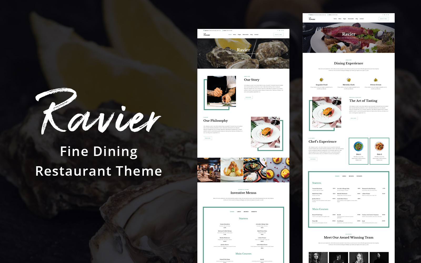 Шаблон WordPress Ravier - Elegant Restaurant Theme WordPress