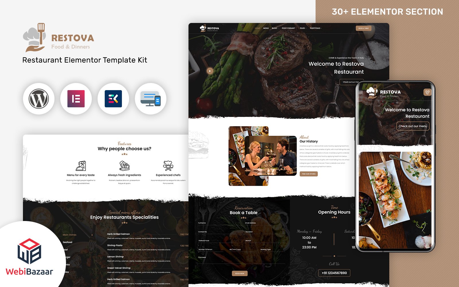 Шаблон WordPress Restova - Fast Food & Restaurant Responsive WordPress Theme Theme WordPress